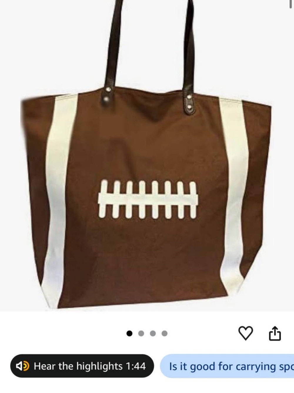 Brown & White Football-Style Tote Bag - Women Bags